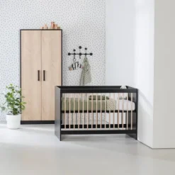 Europe Baby Nova Kledingkast 2-Deurs Zwart Eiken