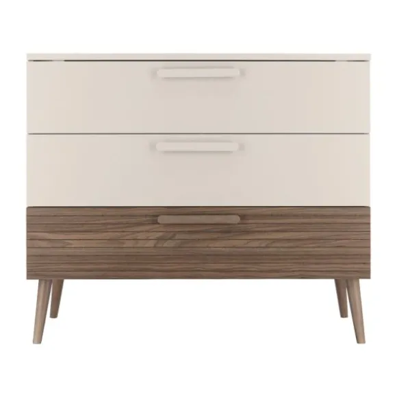 Europe Baby Sev Babykamer Oatmeal/Walnoot | Ledikant 60x120 + Commode