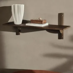 Ferm Living Sector Wandplank - Single - Wide Smoked Oak / Brass