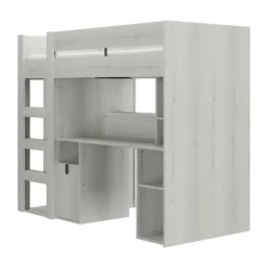 Gautier Lugano Hoog Bed - 90x200 cm - Gebleekte Helvezia Eik