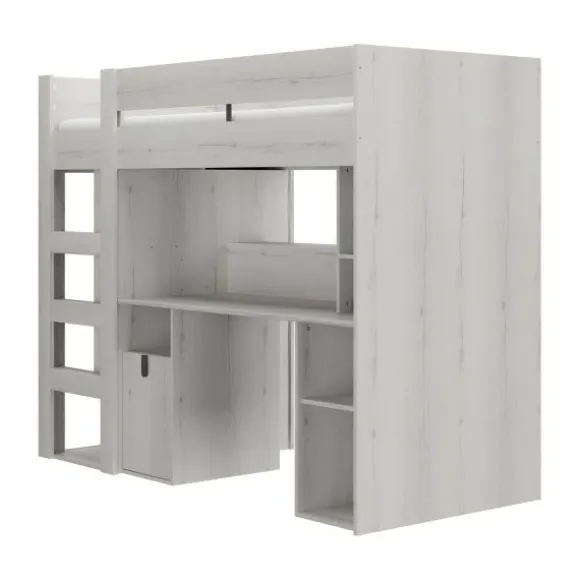 Gautier Lugano Hoog Bed - 90x200 cm - Gebleekte Helvezia Eik