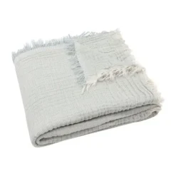 Jollein Deken Ledikant - 120 x 120 cm - Fringe Stripe Sea Green/Ivory GOTS