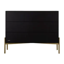 Kidsmill Boutique Babykamer Zwart / Brass | Bed 60 x 120 cm + Commode + Kast 2-Deurs