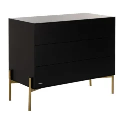 Kidsmill Boutique Babykamer Zwart / Brass | Bed 60 x 120 cm + Commode + Kast 2-Deurs