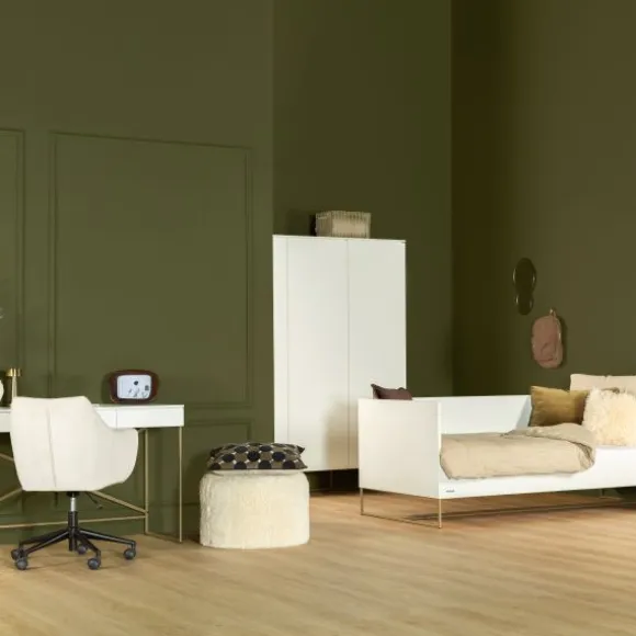 Kidsmill Intense II Kinderkamer Wit / Patinated Brass | Bedbank 90 x 200 cm + Bureau