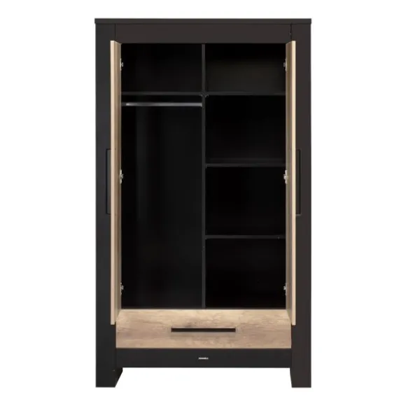 Kidsmill Long Island Kledingkast 2-Deurs Zwart / Oldwood