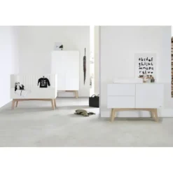 Kidsmill Sixties Babybed Wit Mat / Naturel 70 x 140 cm