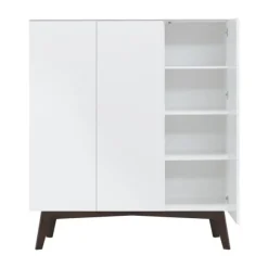 Kidsmill Sixties Kinderkamer Wit Mat / Walnoot | Bed 90 x 200 cm + Kast 2-Deurs