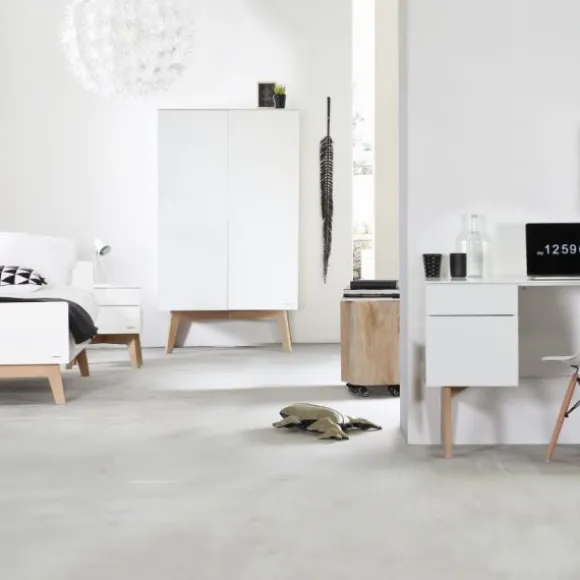 Kidsmill Sixties Kinderkamer Wit Mat / Naturel | Bed 90 x 200 + Bureau + Kast 2-Deurs