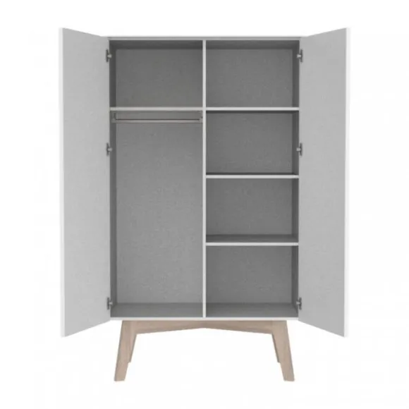 Kidsmill Sixties Kinderkamer Wit Mat / Naturel | Bed 90 x 200 + Bureau + Kast 2-Deurs