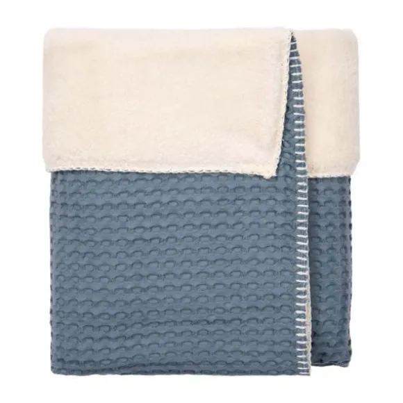 Koeka Oslo Ledikantdeken - Maat 100 x 150 - Wafel/Teddy - Bluestone