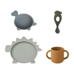 Liewood Vivi Dino Siliconen Dinerset Blue Multi Mix