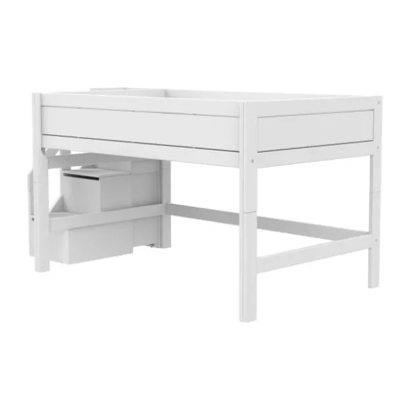 Life Time Halfhoogslaper Premium - White Wash - 120 cm - Met Trapkast