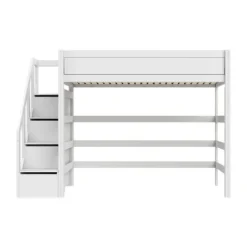 Life Time Hoogslaper Deluxe - White Wash - 177 cm - 120 cm - Met Trapkast