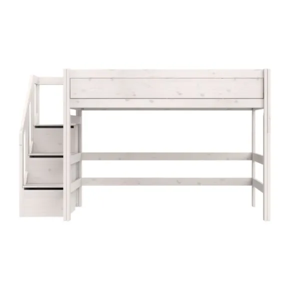 Life Time Hoogslaper Premium - White Wash - 152 cm - Met Trapkast