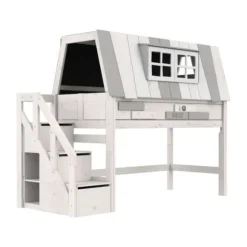 LIFETIME Kidsrooms Halfhoogslaper - My Hangout - Luxe Lattenbodem - Wit Gelakt