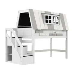 LIFETIME Kidsrooms Halfhoogslaper - My Hangout - Luxe Lattenbodem - Wit Gelakt