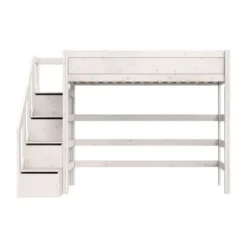 LIFETIME Kidsrooms Hoogslaper met Trapkast – 90×200 cm – Premium Rolbodem