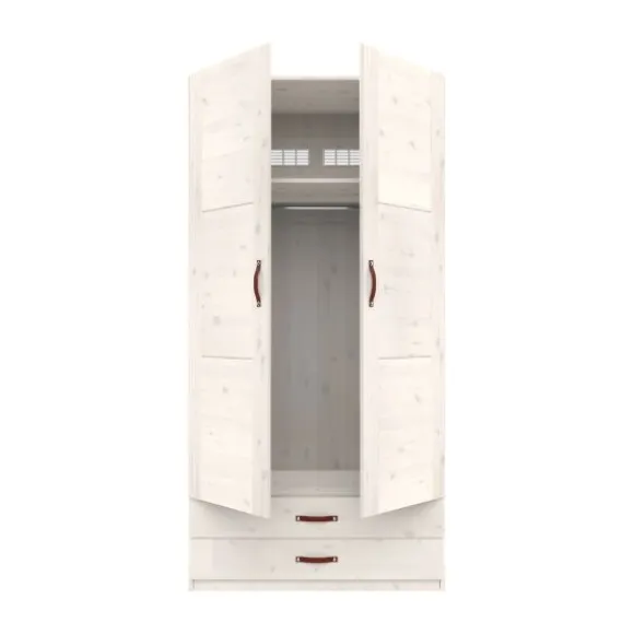 LIFETIME Kidsrooms Kledingkast 2-Deurs - 2 Laden - White Wash