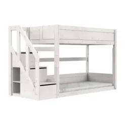 LIFETIME Kidsrooms Stapelbed Laag met Trapkast – 90×200 cm – Premium Rolbodem
