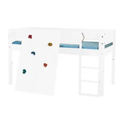 Manis-h BORR Combinatie Halfhoogslaper Met Lattenbodem En Klimwand - 90 x 200 cm