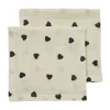 Meyco Baby Sweet Heart Monddoekjes - 2-Pack - Soft Sand/Black - 30x30 cm