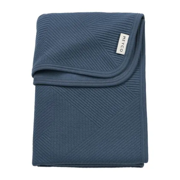 Meyco Gebreide Jacquard Flannel Deken - Pure - 100x150 cm - Pure Indigo
