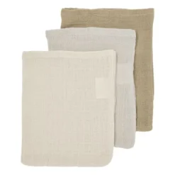Meyco Hydrofiele Washandjes - 3 stuks - 20x17 cm - Natural / Jeans Blue / Indigo