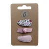 Ootje Kadootje Babyhaarclipjes - Print Roze/Rib Roze - 3 stuks