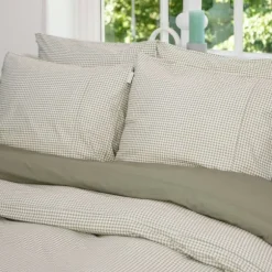 Town & Country Gingham Dekbedovertrek - 140 x 220 cm - Olive