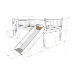 Vipack Forrest Semi - Halfhoogslaper Met Glijbaan 90x200 cm – Beuk Wit
