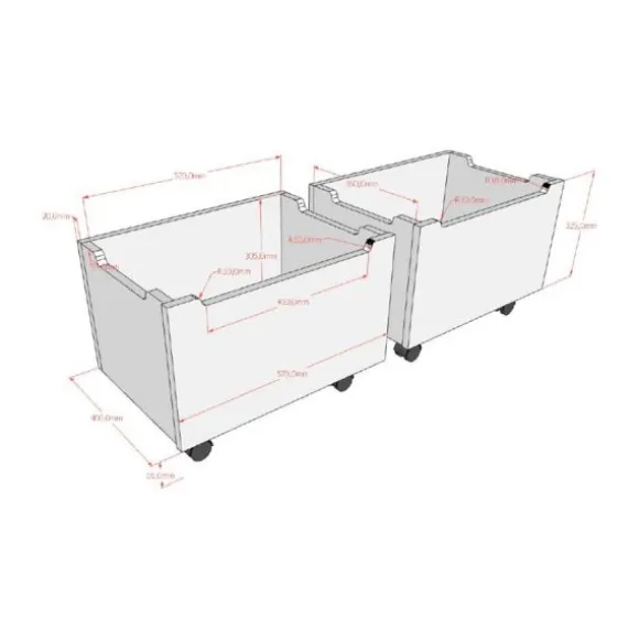 Vipack Set van 2 Laden - Forrest Beuk - Wit